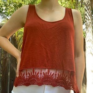 Forever 21 tank top with lace trim